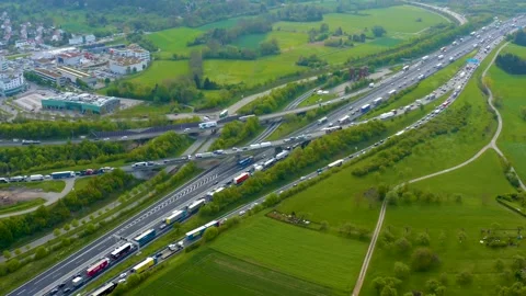 Aerial view of the autobahn triangle Leonberg Stock Footage 309869381