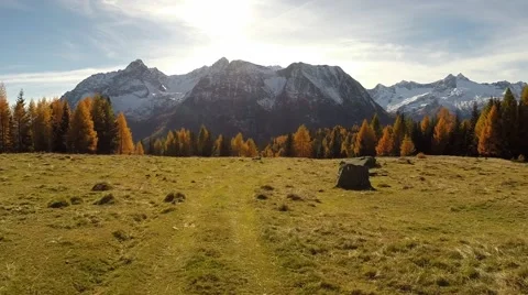 Aerial view - Autumn colours in mountain Stock Footage