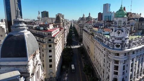 Aerial view of Avenida Avenida Saenz Pena in Buenos Aires, Argentina Stock Footage 335044411