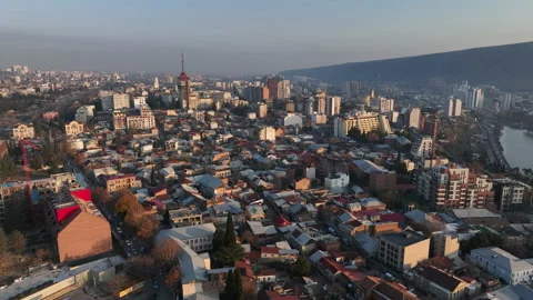 Aerial view of Avlabari district in Old Tbilisi, Georgia Stock-Footage 227839505