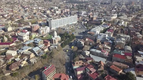 Aerial view of Avlabari square. Ejmiatsin Church. Tbilisi. Georgia Stock-Footage 83392369