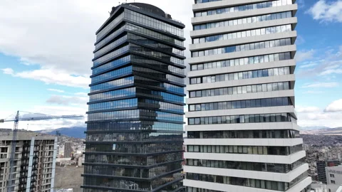 Aerial view of Axis towers - Modern building towers in Tbilisi. Stock-Footage 257837100