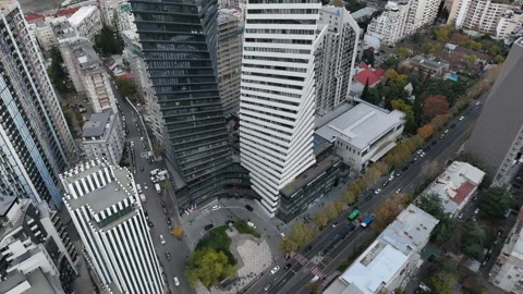 Aerial view of Axis towers - Modern building towers in Tbilisi. Stock Footage 257868036