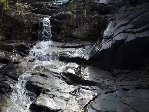 Aerial View Backward Tracking Shot of Remote Waterfall in Koh Phangan Stock Footage 73599594