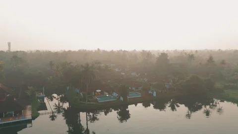 Aerial view of backwaters Kerala Stock Footage 303683663