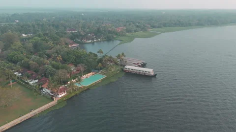 Aerial view of backwaters Kerala Stock Footage 303685805