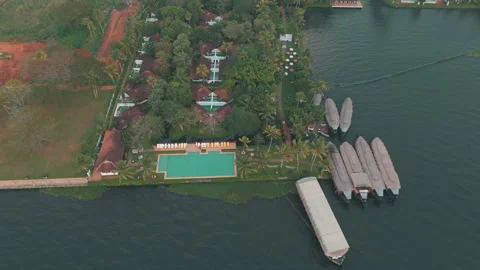 Aerial view of backwaters Kerala Stock Footage 303686484