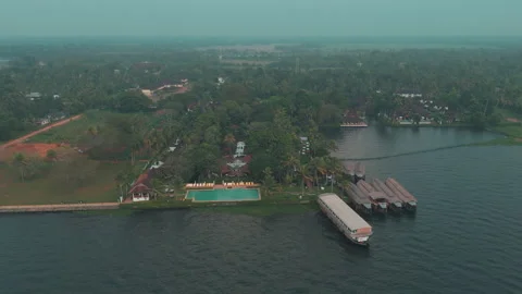 Aerial view of backwaters Kerala Stock Footage 303686495
