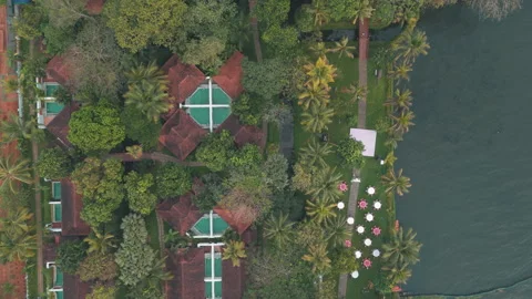 Aerial view of backwaters Kerala Stock Footage 303686539
