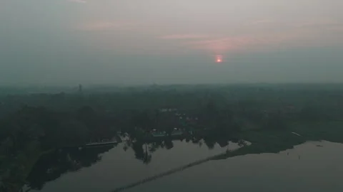 Aerial view of backwaters Kerala Stock Footage 303687941