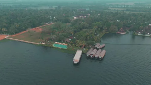 Aerial view of backwaters Kerala Stock Footage 303688656