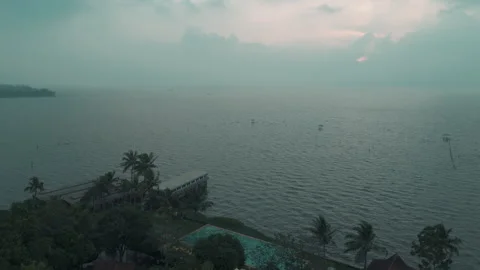 Aerial view of backwaters Kerala Stock Footage 303689285