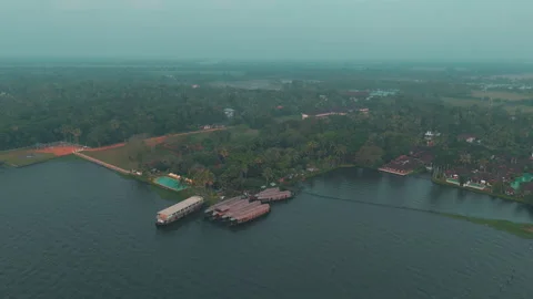 Aerial view of backwaters Kerala Stock Footage 303689317