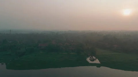 Aerial view of backwaters Kerala Stock Footage 303689889