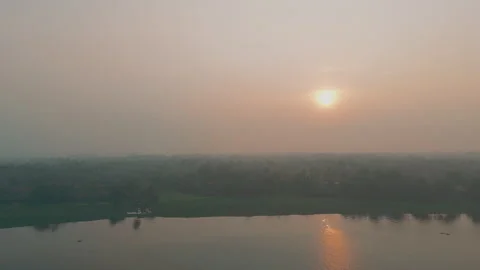 Aerial view of backwaters Kerala Stock Footage 303689986
