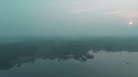 Aerial view of backwaters Kerala Stock Footage 303690146