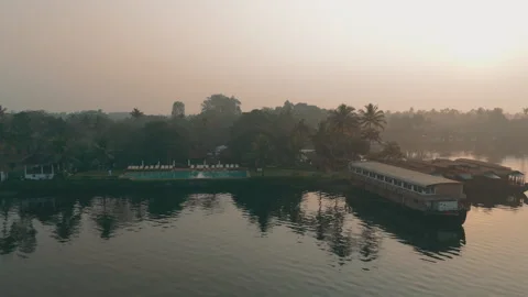 Aerial view of backwaters Kerala Stock Footage 303693181