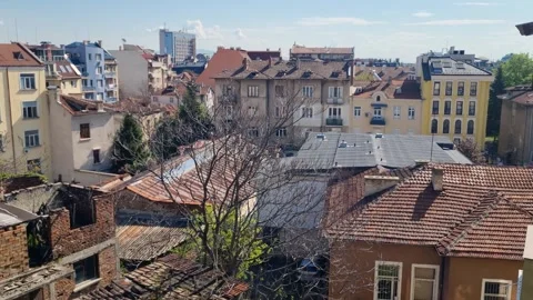 Aerial view of a backyard in Sofia’s Serdika district, Bulgaria: apartment 스톡 동영상 322731465