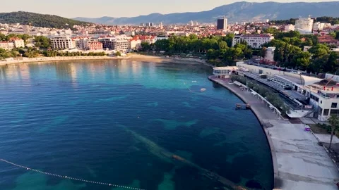 Aerial view of bacvice beach in split 스톡 동영상 339196577
