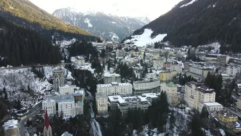 Aerial View of Bad Gastein – Alpine in Winter Stockbeeldmateriaal 329962853