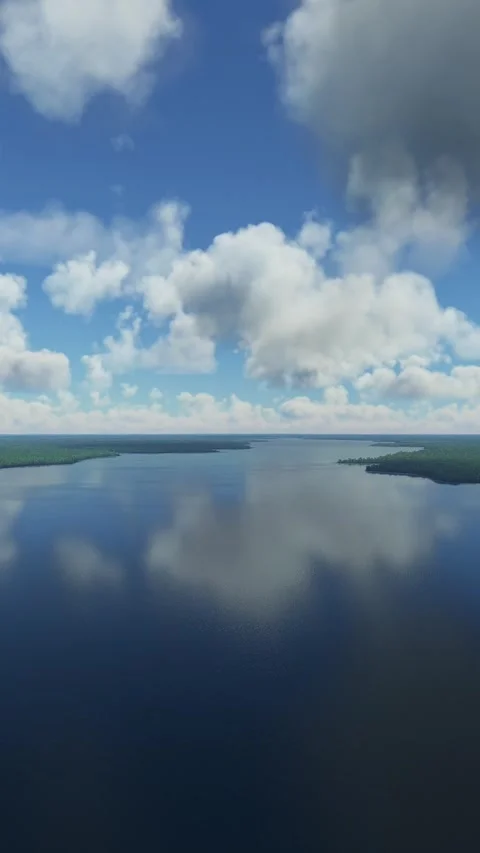 Aerial view of the Badajós river in the Amazon rainforest in Codajás. Brazil Stock Footage 284883704