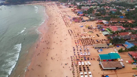 Aerial view of the Baga Beach, Goa, India. Stock Footage 126853751