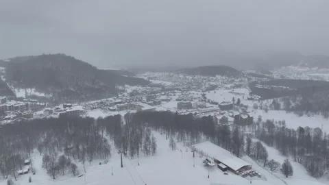 Aerial view of Bakuriani winter resort town Video stock 327445802