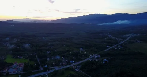 Aerial view of Baling town during sunrise Video stock 100617291