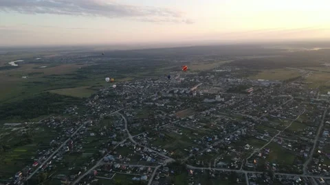 Aerial view of the balloons landscape Stock Footage 202231046