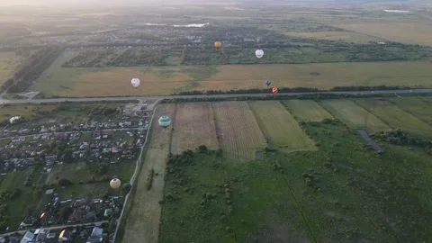 Aerial view of the balloons landscape Stock Footage 202231083