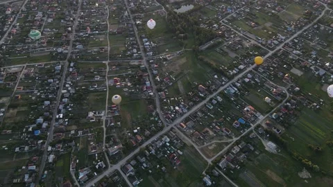 Aerial view of the balloons landscape Stock Footage 202231089