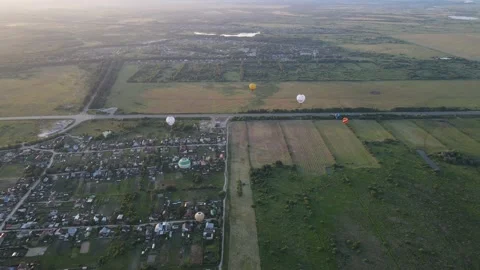 Aerial view of the balloons landscape Stock Footage 202231133