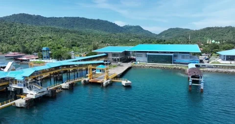 Aerial view of Balohan Harbor, Sabang, Aceh 스톡 동영상 243673428