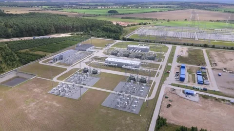 Aerial view of Baltica 2 wind farm infrastructure in Choczewo, Poland. Stock Footage 341969801