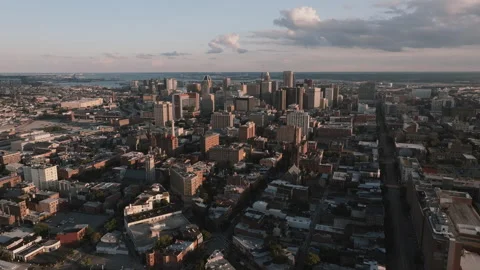 Aerial view of Baltimore  on a summer day Stock Footage 345287441