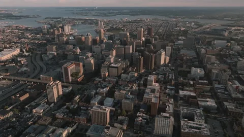 Aerial view of Baltimore on a summer day Stock Footage 345287477