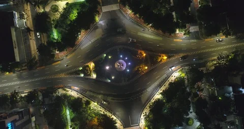 Aerial View of Bamboo Runcing Monument at Sudirman Street Surabaya Stock Footage 129245138