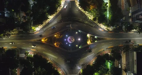 Aerial View of Bamboo Runcing Monument at Sudirman Street Surabaya Видео 129251004