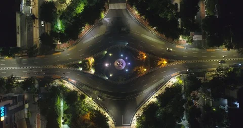 Aerial View of Bamboo Runcing Monument at Sudirman Street Surabaya 스톡 동영상 129254728