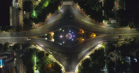 Aerial View of Bamboo Runcing Monument at Sudirman Street Surabaya 스톡 동영상 129255360