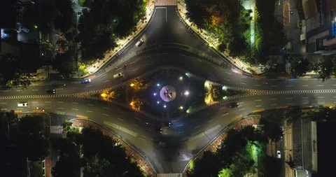 Aerial View of Bamboo Runcing Monument at Sudirman Street Surabaya Stock Footage 129256373