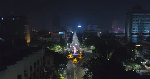 Aerial View of Bamboo Runcing Monument at Sudirman Street Surabaya Stock-Footage 129258267