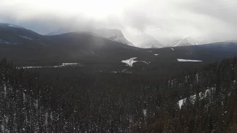 Aerial View of Banff Landscape in Winter Stock Footage 87201185