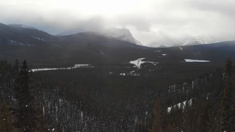 Aerial View of Banff Landscape in Winter Video stock 87201225