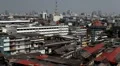 Aerial View of Bangkok, Thailand, Bird Eye View from Wat Saket, Poor Houses, Old HD Footage