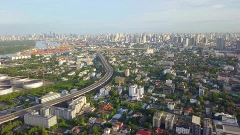 An aerial view of bangkoks sprawling cityscape during daytime Video stock 312432453