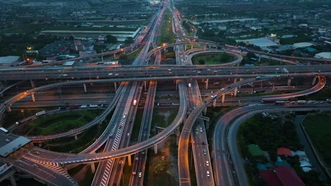 Aerial view of Bangna highway intersection, Bangkok, Thailand. 스톡 동영상 321115398