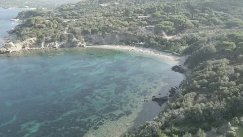 Aerial view of Barabarca beach, Elba Island, Italy Stock Footage 282700970
