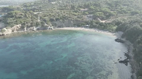 Aerial view of Barabarca beach, Elba Island, Italy Stock Footage 282701403