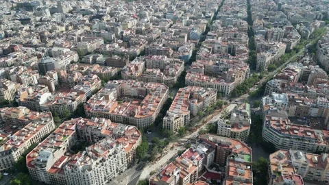 Aerial view of Barcelona Eixample residential district Stock Footage 244813685